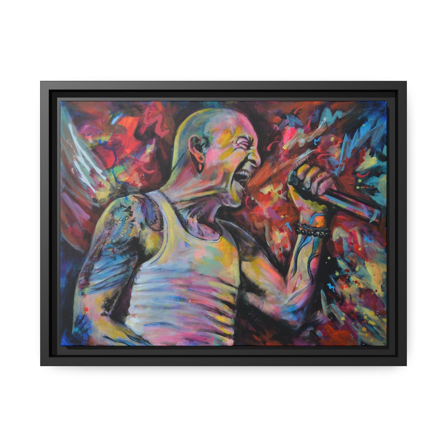 Chester Bennington Matte Canvas, Black Frame