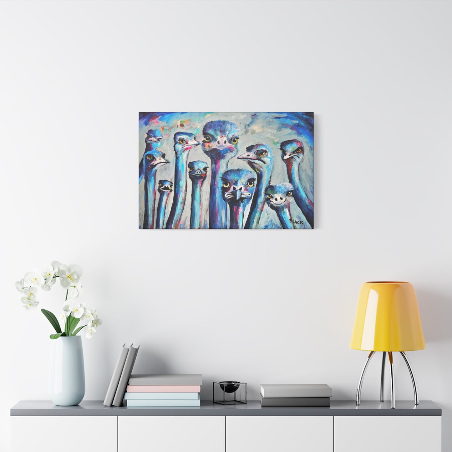 Faces Of Hope - Colourful Ostrich Canvas Wall Art, Quirky Animal Decor, Unique Home Decoration, Bird Lovers Gift, Fun Print