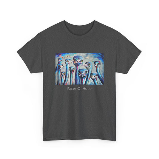 Faces Of Hope - Unisex Heavy Cotton Shirt, Ostrich Lovers T-shirt , Unique Artwear