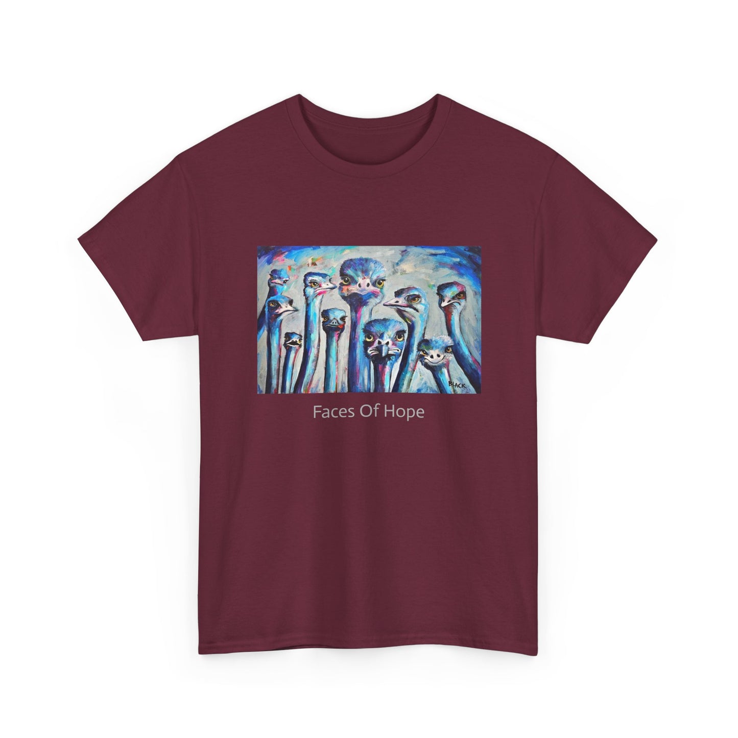Faces Of Hope - Unisex Heavy Cotton Shirt, Ostrich Lovers T-shirt , Unique Artwear