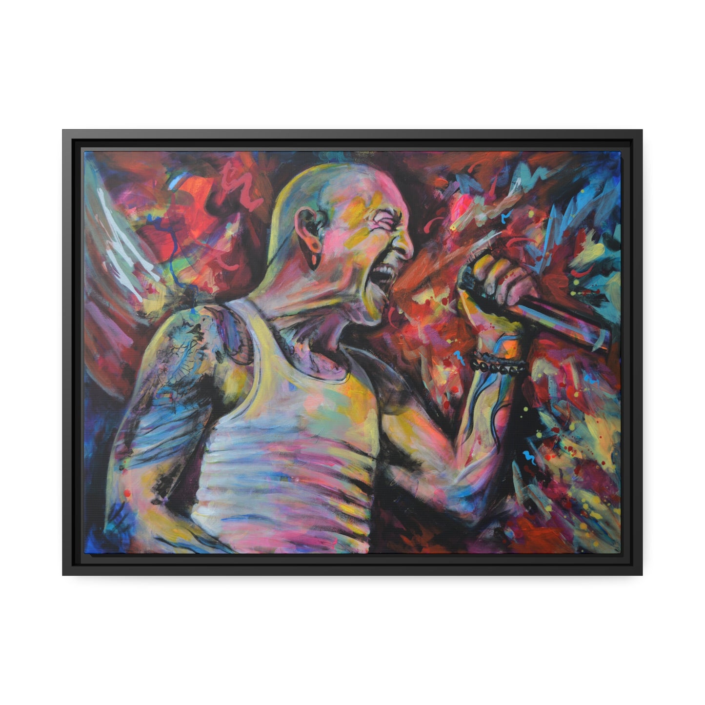 Chester Bennington Matte Canvas, Black Frame