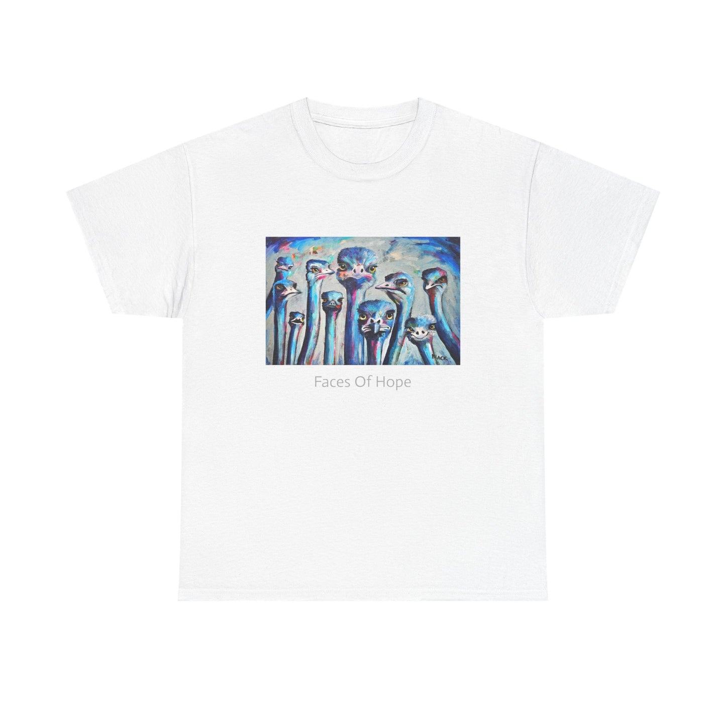 Faces Of Hope - Unisex Heavy Cotton Shirt, Ostrich Lovers T-shirt , Unique Artwear